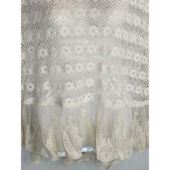 Vintage Women's Havana Cream Floral Lace Sheer Top‎ MED Cottage Core Prairie - Picture 3 of 8